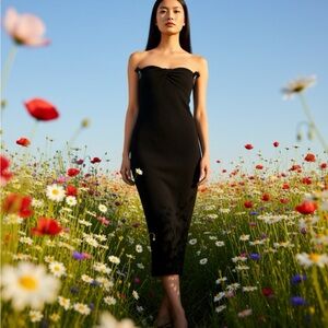 Wild Fable Strapless Black Midi Dress - Women